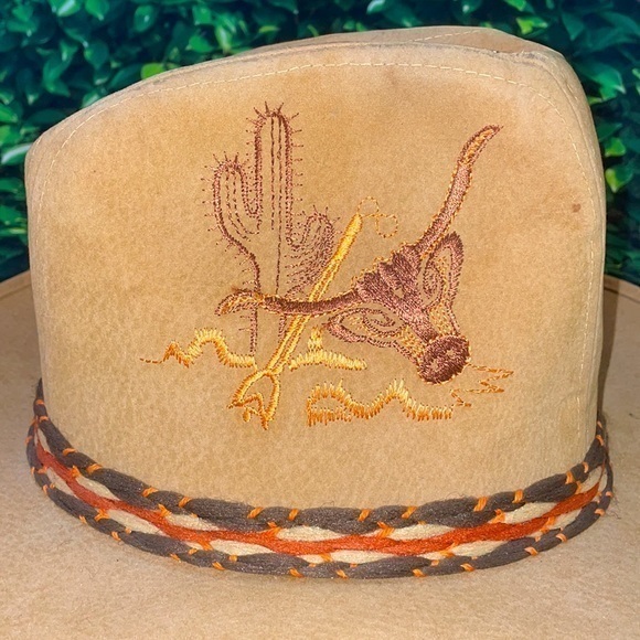Western Wide Brim Embroidered Cowboy Fedora Hat - Picture 2 of 16